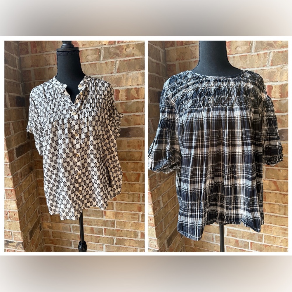 Pilcro Black and White Patterned Blouses - Bundle